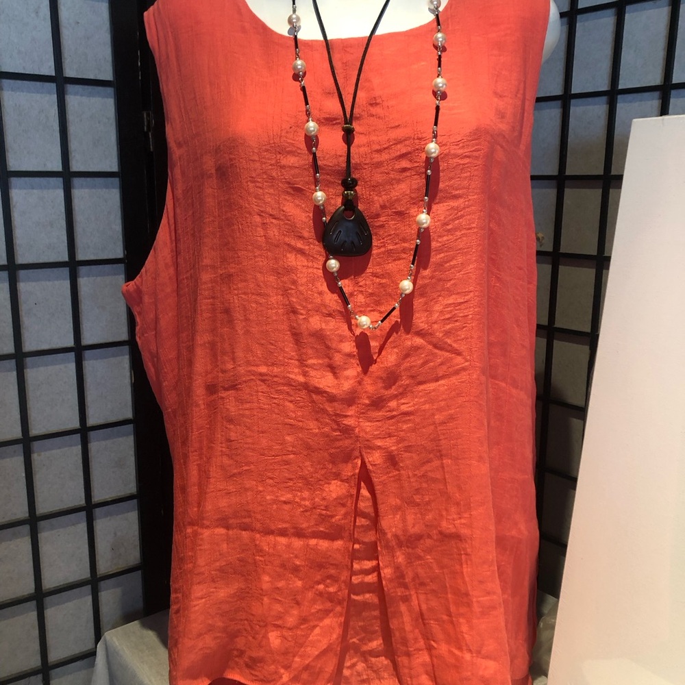 Women's Sleeveless Orange red 2x ladies top, shirt